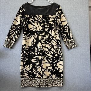 Muse Women's Dress Size Medium Geometric Artsy Splatter Slimming Bodycon Faux